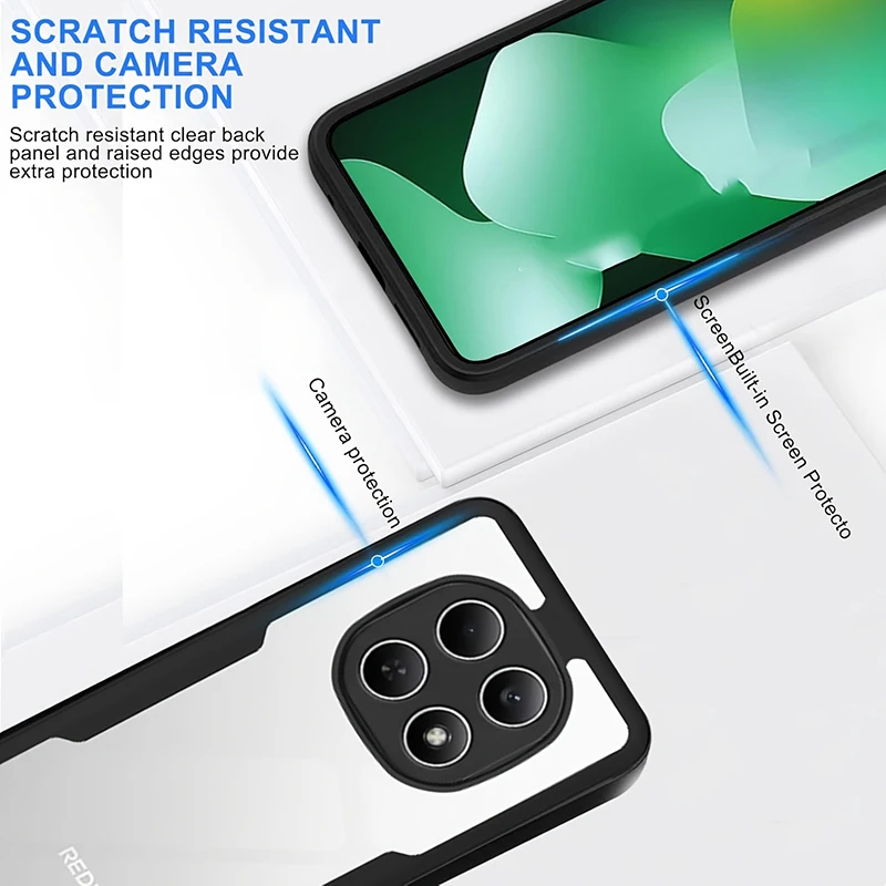 360° Vollschutz Stoßfeste Hülle für Xiaomi Redmi Note 15 14 13 12 5G 11 10 9 9S Transparente Panzerhülle mit Integriertem Displayschutz – Detail 4