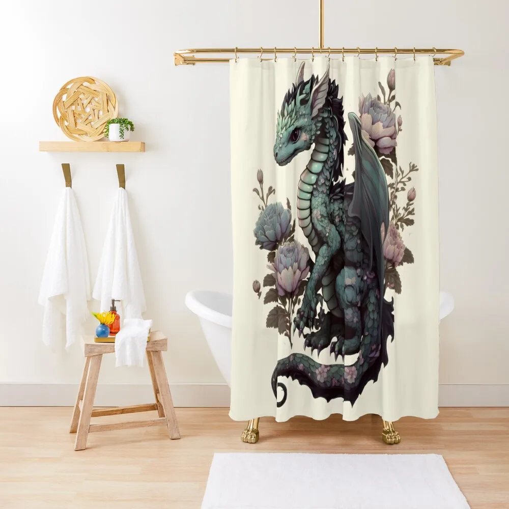 

Dragon Baby Cottagecore Aesthetics Cute Pastel Shower Curtain Bathroom Box Shower Sets For Bathroom Elegant Bathroom Curtain