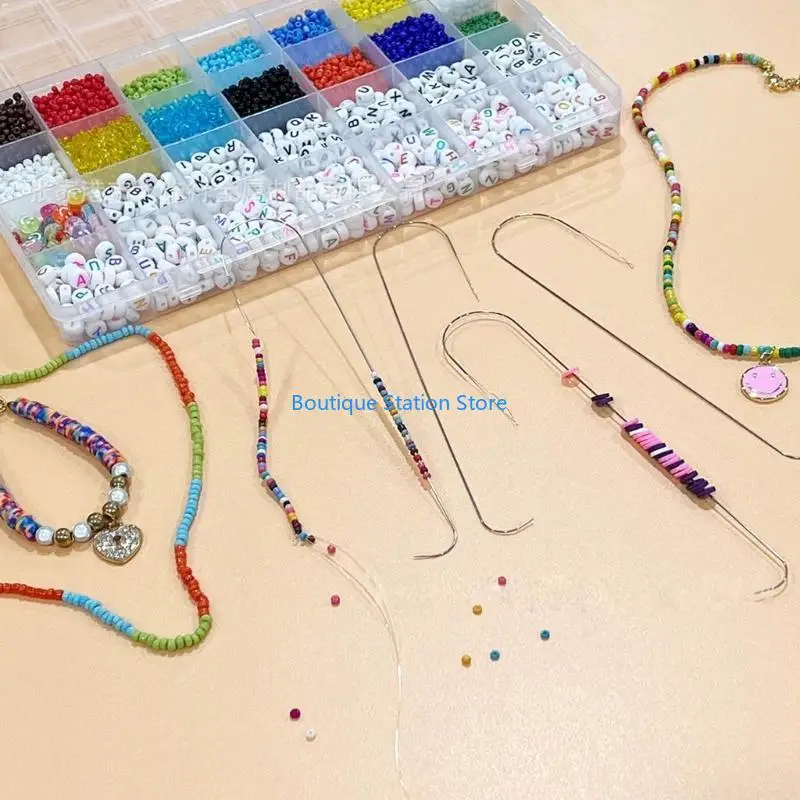 Y55F 4 قطع كبيرة العين الديكور إبرة إبرة الخياطة المعدنية حبة الأرز خيوط إبرة