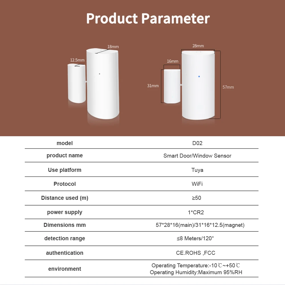 Tuya WiFi مستشعر الباب والنافذة الذكي كاشف الاتصال اللاسلكي لأتمتة المنزل ومستشعر الباب لنظام الأمان