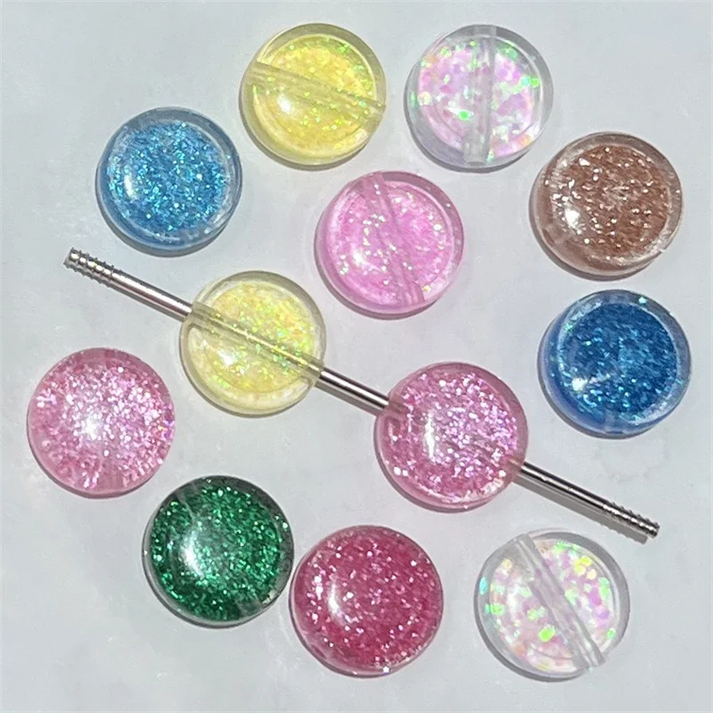 

Summer style 100pcs/lot 16mm color glitter effect geometry rounds shape acrylic beads diy jewelry garment hair accessory