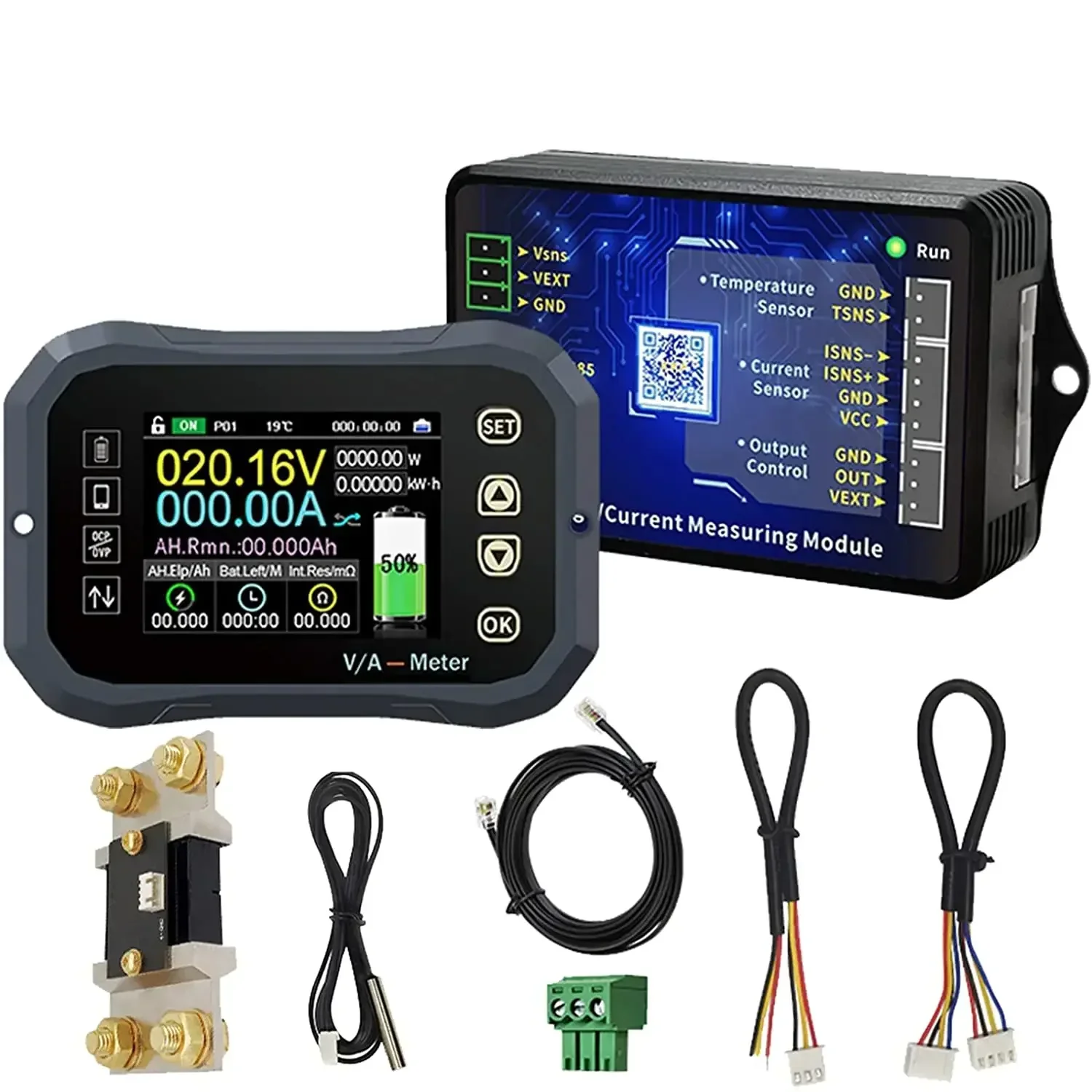 DC Battery Coulomb Meter Capacity mon 100A 400A 600A 0-120V APP Wireless Voltage Current Meter Voltmeter Coulometer Car Cart
