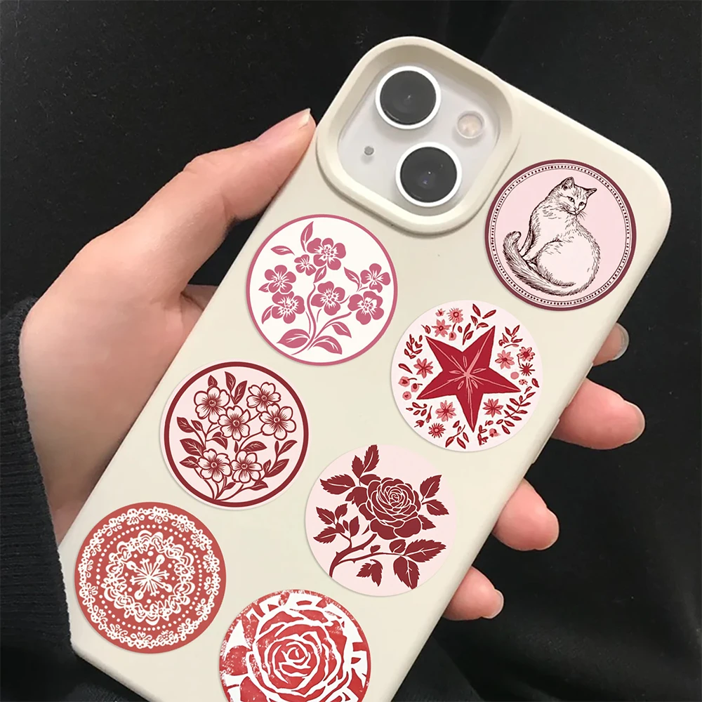 500 sztuk/rolka Urocze Różowe Naklejki z Kotami i Kwiatami, Wodoodporne, Dekoracyjne, do Planera, Dziennika, Kawaii, Naklejki Ozdobne