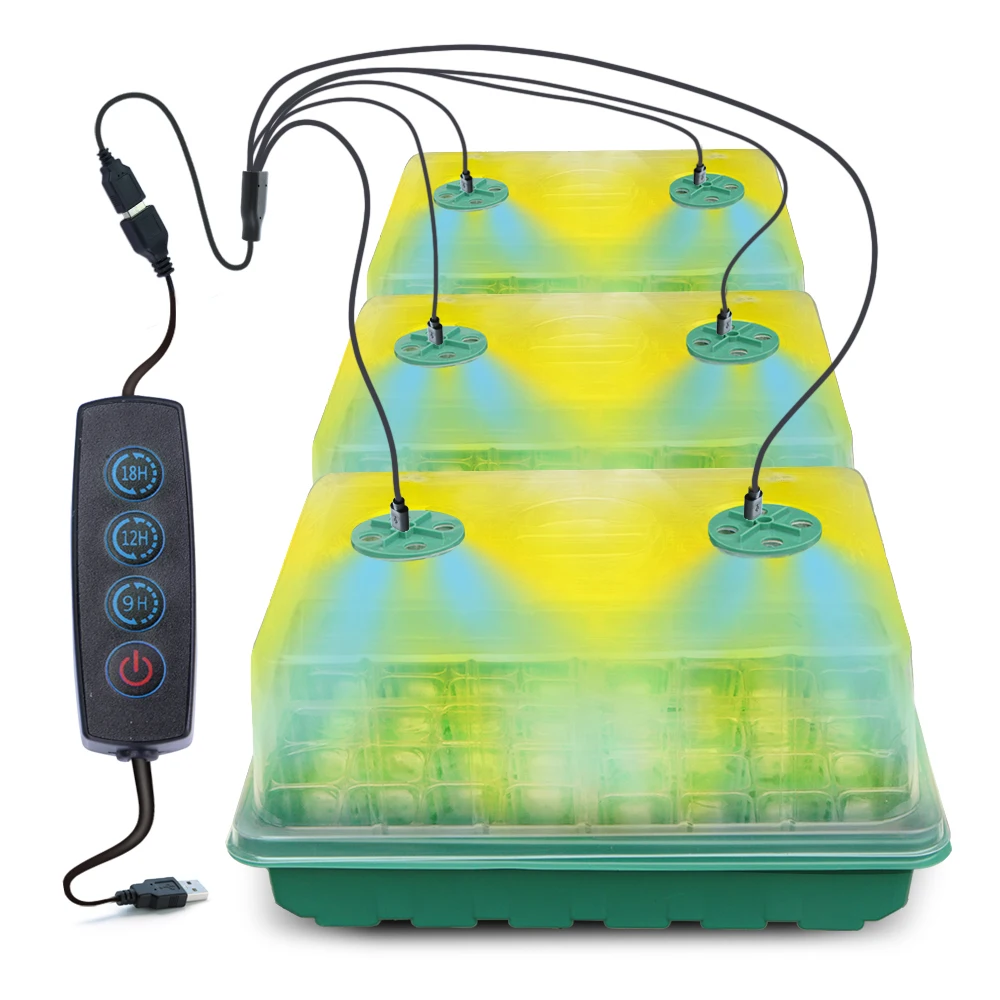 

48-ячеечный стартер для проращивания семян, детский ящик с контроллером таймера освещения для выращивания растений в помещении, садовый лоток для выращивания рассады