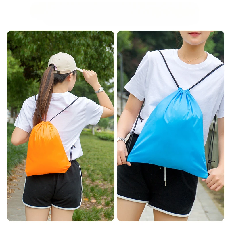 Waterproof Drawstring Storage Bags Polyester Portable Foldable Reusable Backpack Travel Sundries Organizer Pocket Wholesale