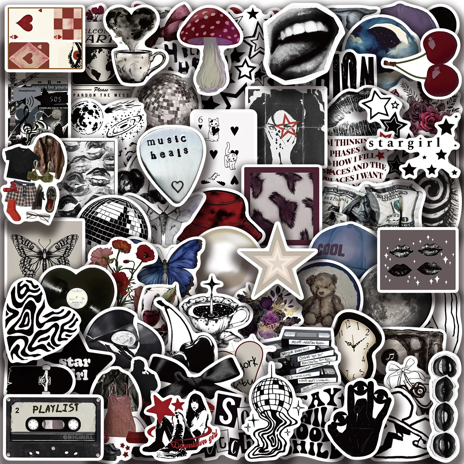 100Pcs Multi-Style Y2K Downtown Girls Stickers, DIY Decor Decals for Guitar Notebook Fridge Kids Stationery Waterproof Stickers