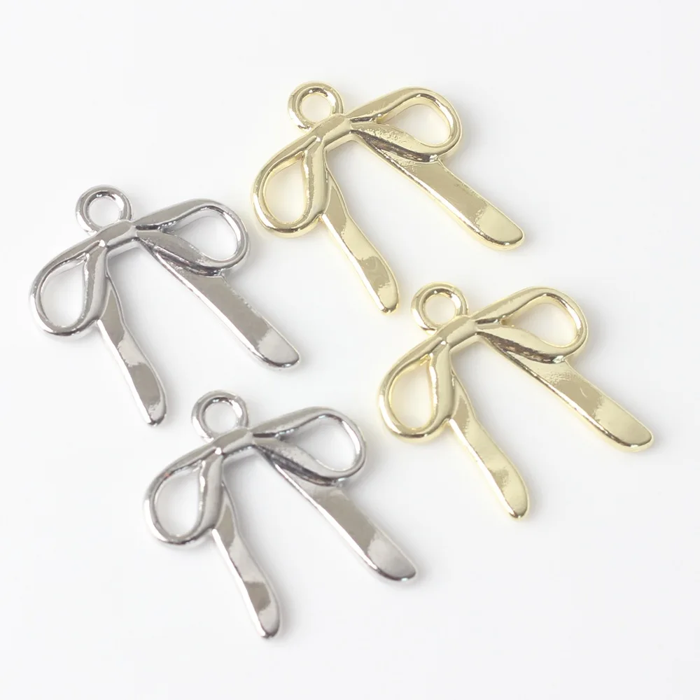 10 PCS Bow-knot Simple Hand-made Charms DIY Findings Bracelets Earring Pendant Charms for Jewelry Making Supplies Accessories