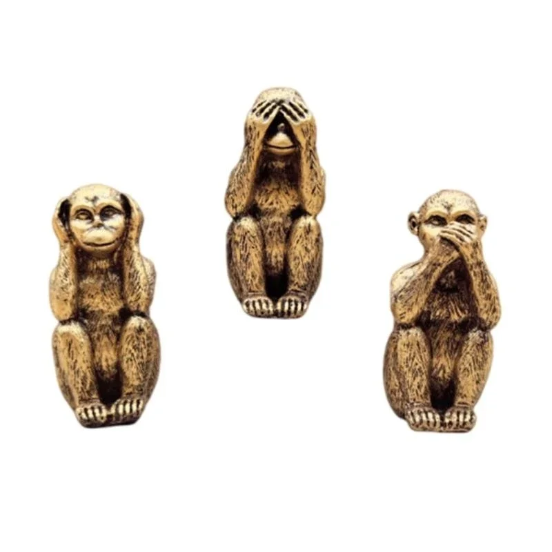 Elegant Three Wise Monkeys Figurines Decorations See no Hear no Speak no Evil view 2