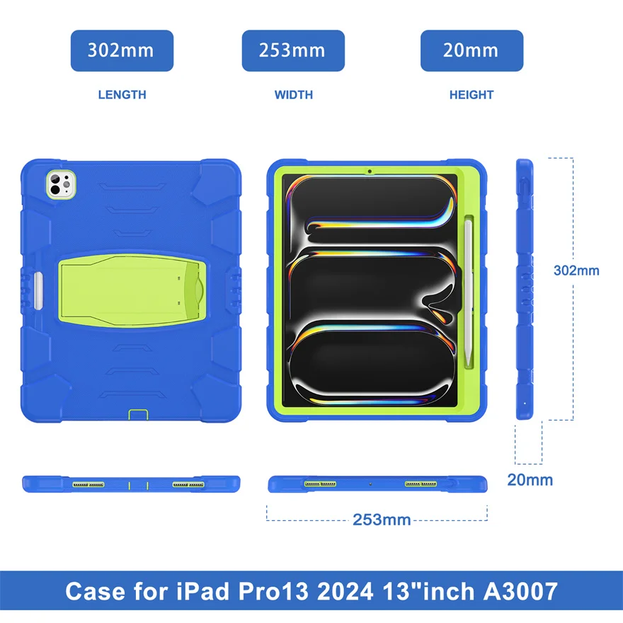 Für iPad Pro 13 Fall 2024 PC Silikon Kicks tand Design mit vier Ecken Anti-Drop-Schutzhülle iPad Pro 13 Tablet-Hülle