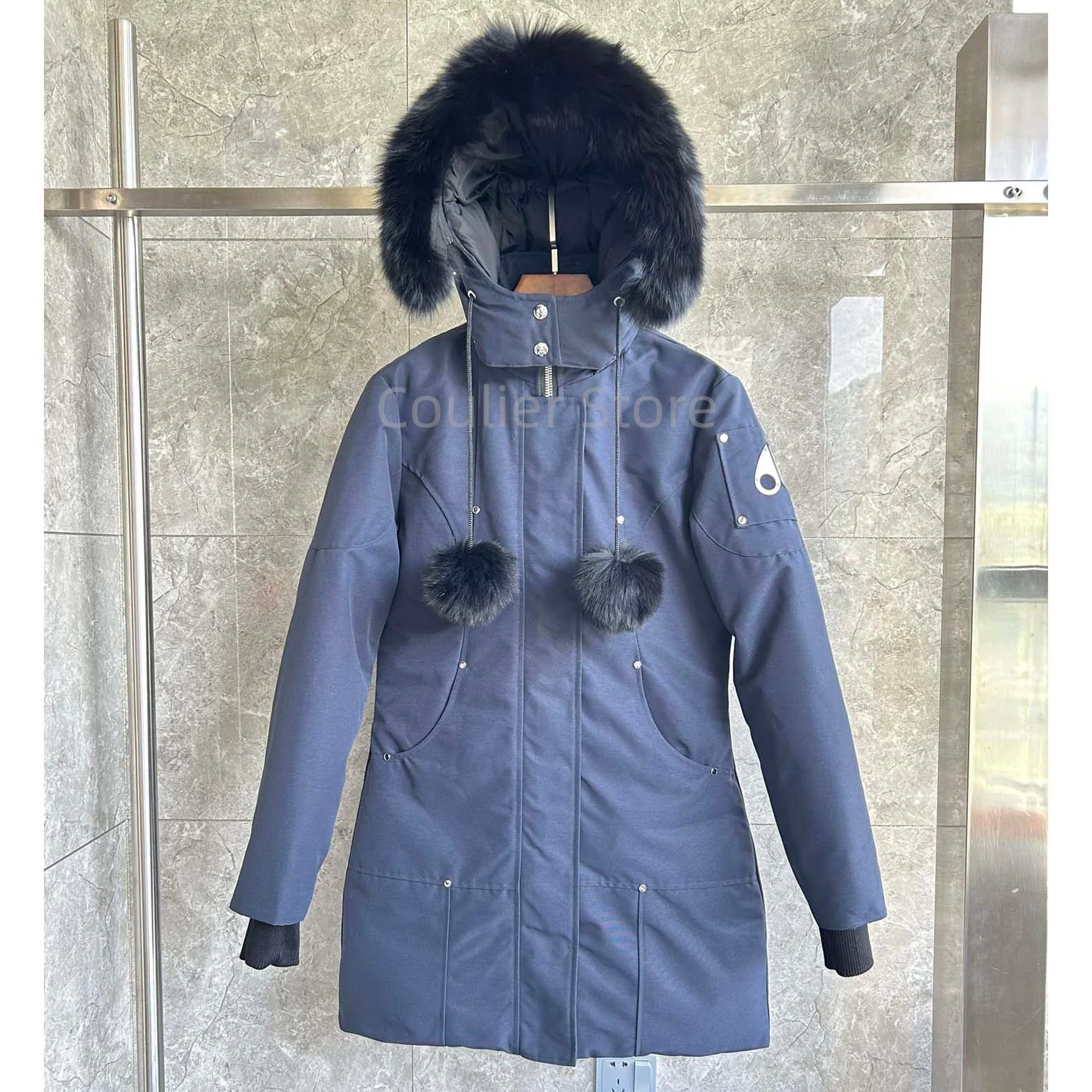 سترة نسائية كندية سفلية، معطف دافئ طويل سميك، سترة نسائية بيضاء مناسبة للمناطق الثلجية الباردة للغاية #4