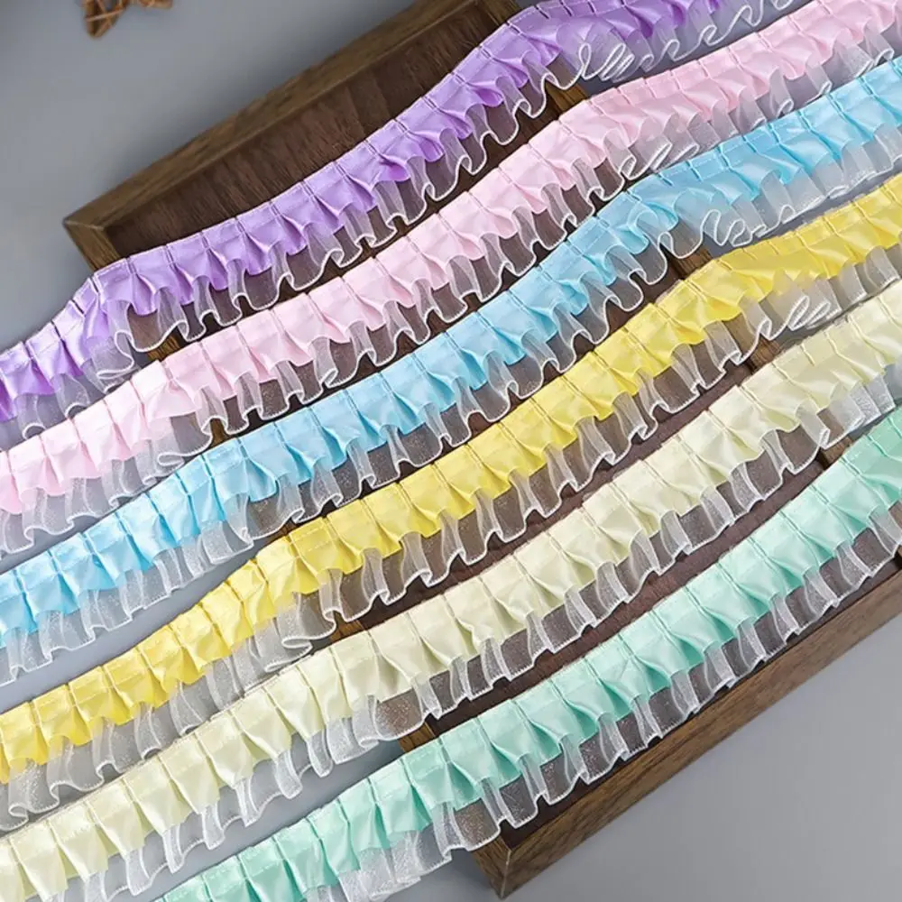 Sewing Accessories Pleated Lace Ribbon Double-layer Multiple Colors Lace Trim Decorative Trim Dress Decorative