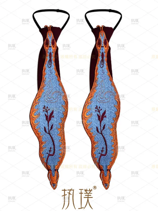 Original Flame Embroidery Special-shaped Tie Niche Design Retro Contrasting Color Accessories Trendy Cool Personality Free Tie