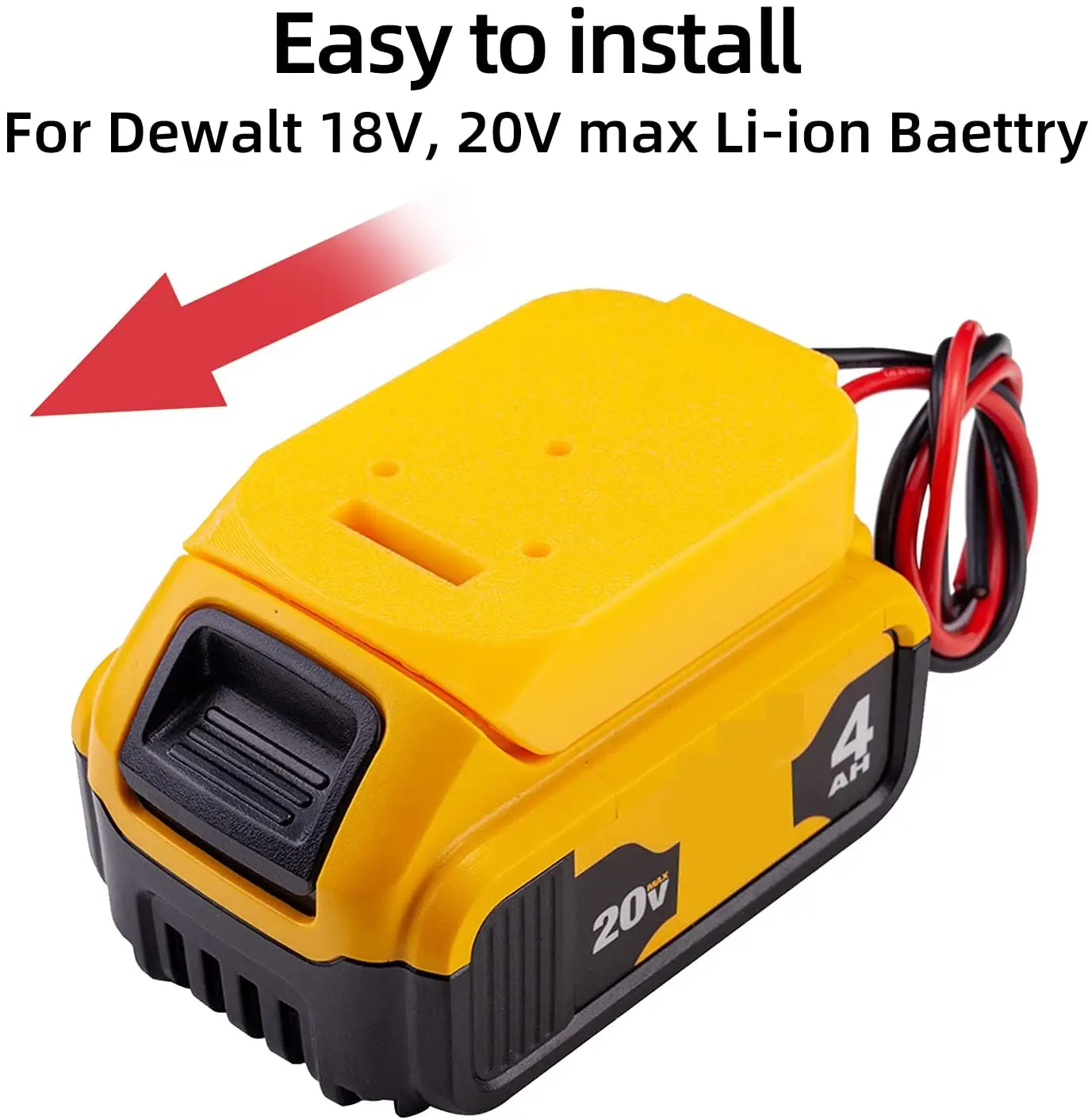 Battery DIY Adapter Power Wheel Converter for DeWalt DCB182 18V Li-ion Battery for RC Car, Robotics, RC Truck 14 AWG Wires