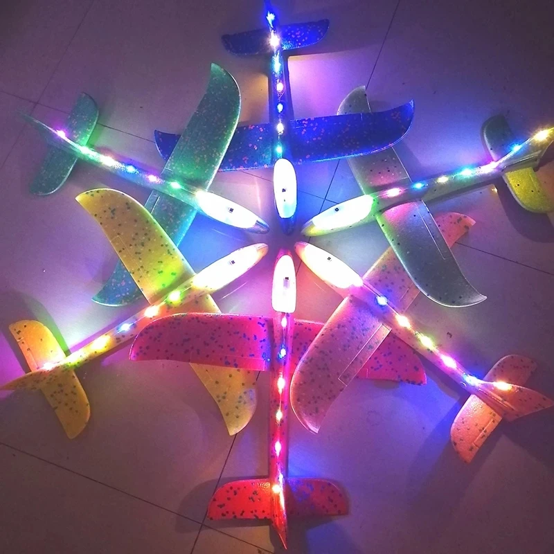 48CM Big LED Flash Foam Plane Glider Hand Throw Light Inertial AirPlane EPP Outdoor Launch Fun of Kids Toys for Children Gift