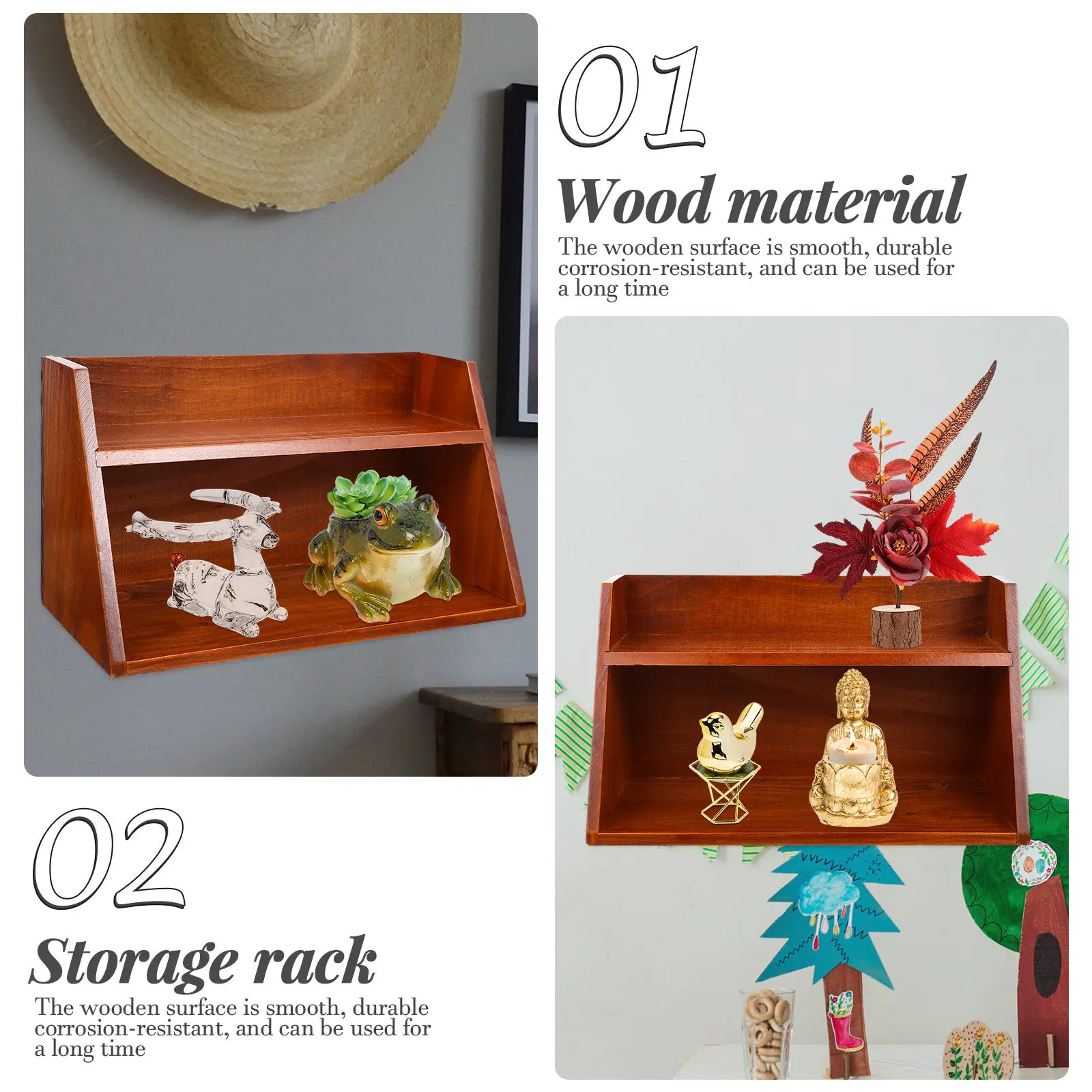 High-Class Wooden Storage Shelf Multi-Layer Desktop Organizer Rack Versatile Compartment Design for Sundries Home Office Dorm