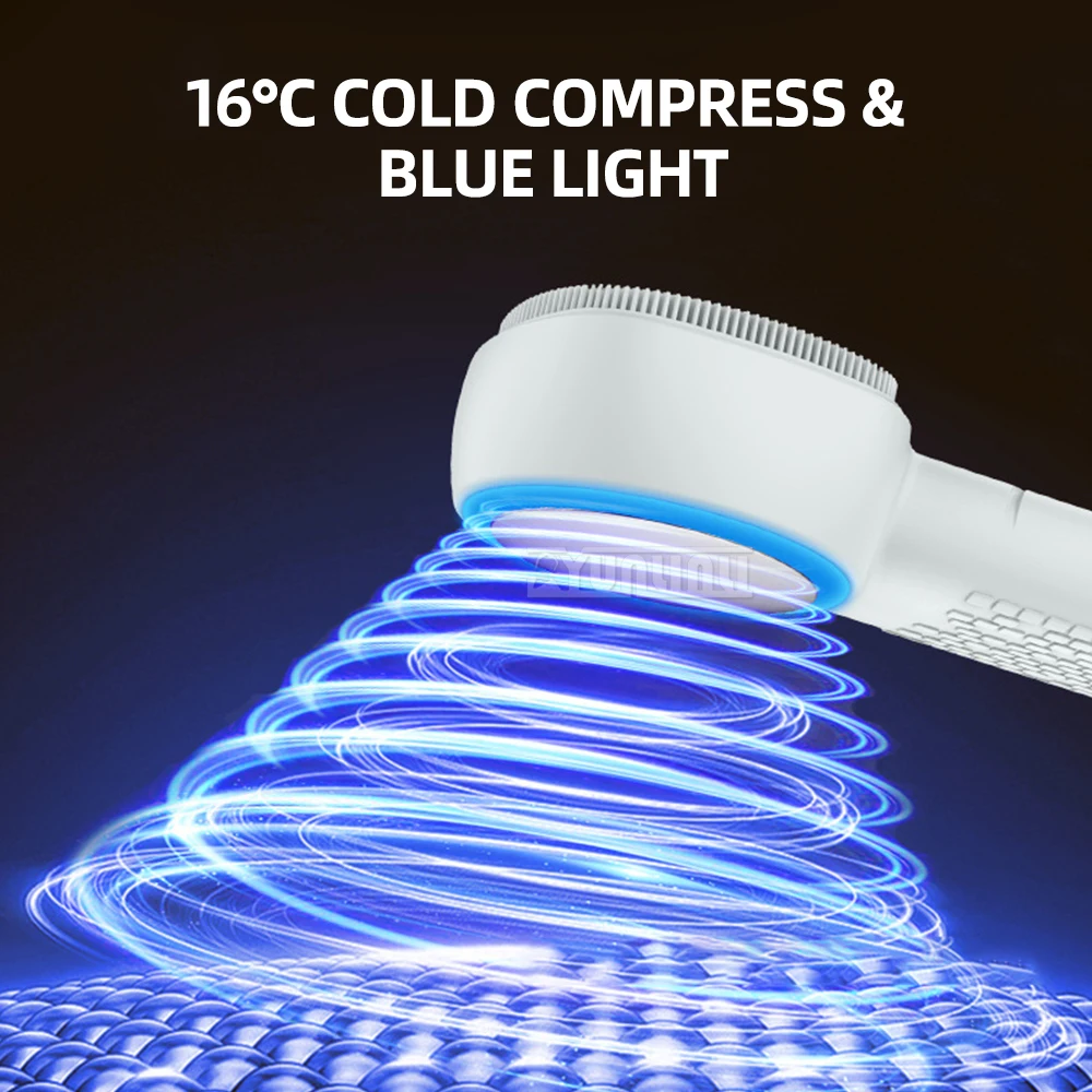 Yunlin Li Limpador Facial de Silicone com Luz Vermelha e Azul, Vibração, Compressa Quente e Fria, Massagem Elétrica