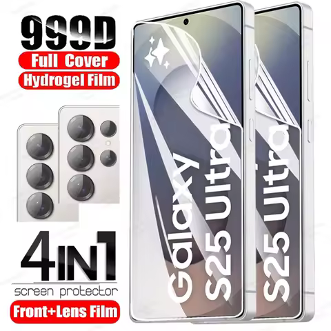 4IN1 Screen Protector For Samsung S25 S24 S23 S22 S21 S20 Ultra Plus FE S25 Edge Hydrogel Film For Samsung Note 20 Ultra Cover