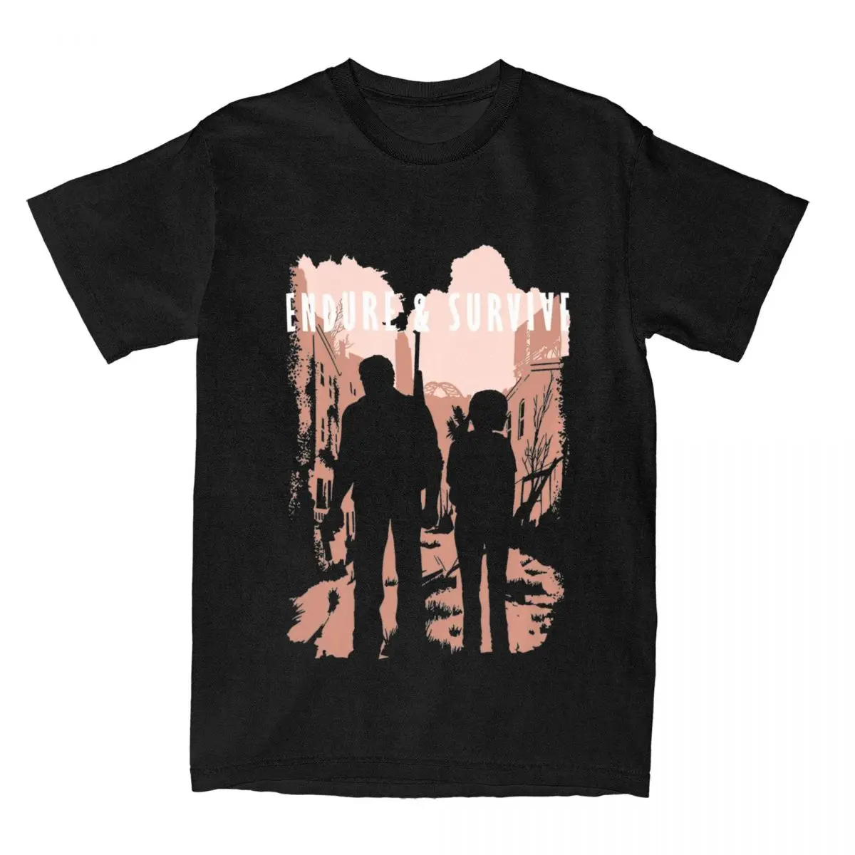 Men's T-Shirt Joel And Ellie Endure And Survive Vintage Pure Cotton Tee Shirt Short Sleeve The Last of Us T Shirt O Neck Clothes