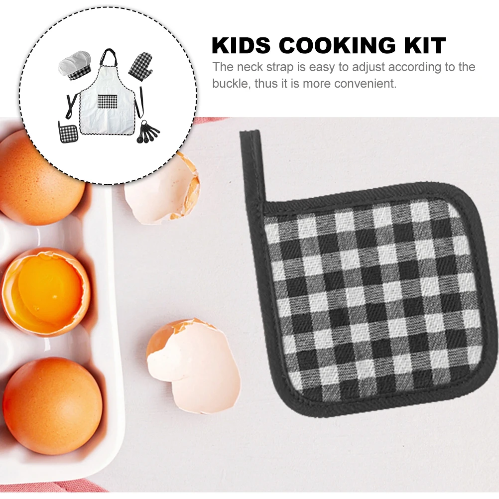 Conjunto de avental de cozimento infantil, aventais de cozinha para crianças, kits de cozinha para meninos e meninas