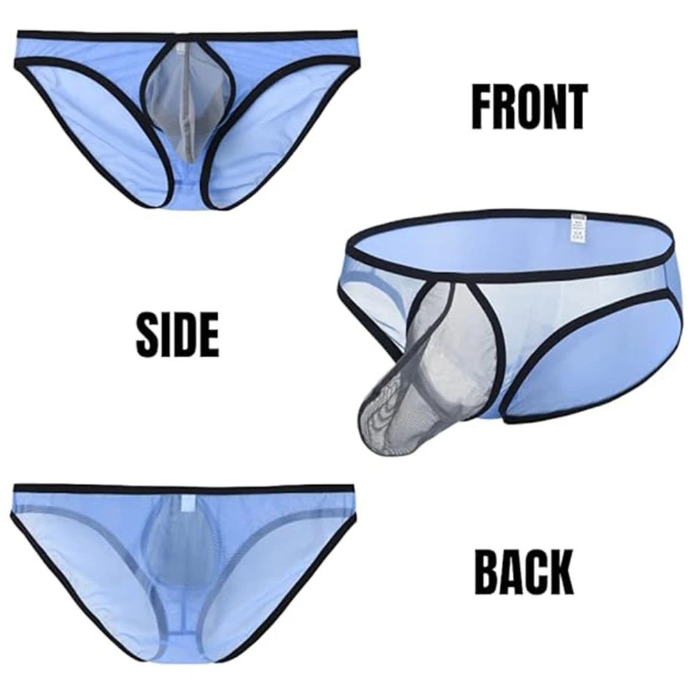 ZONBAILON Mens Mesh Sexy Sheer See Through Boxer Briefs Bulge Enhancing Pouch Trunks Underwear For Men