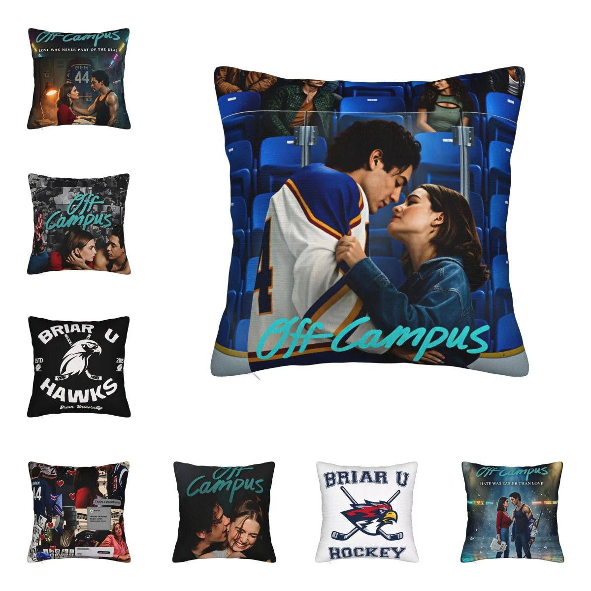 1pc Briar University Ice Hockey Team OO-Off Campus Pillow Cover 2D Double-Side Print Polyester Cushion Case for Home Car Bedroom