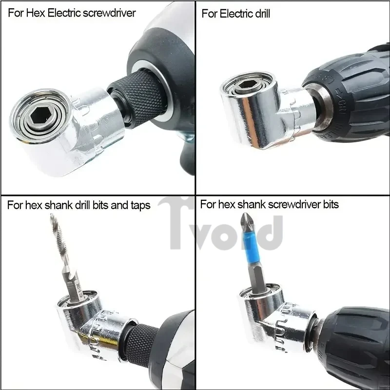 105° Right Angle Drill Adapter CrV Steel Magnetic Bit Holder for Tight Spaces 1/4