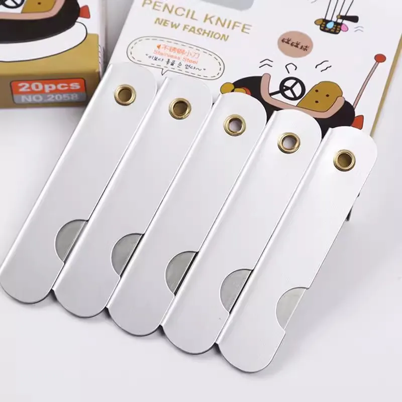 5 قطع، مبراة أقلام رصاص، قاطعة ورق، سكين قابل للطي على الطراز القديم، سكين أقلام رصاص فضي #4