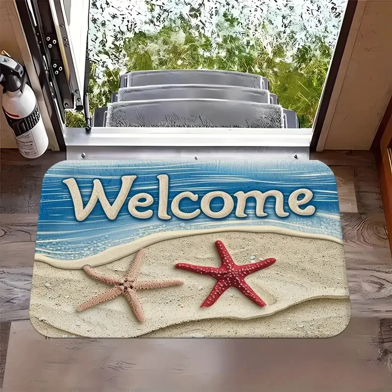 

Retro Boat Anchor Door Mat Anti-soil Easy to Maintain Batoom Foot Mat Polyester Fiber French Sle Home Decor Rug