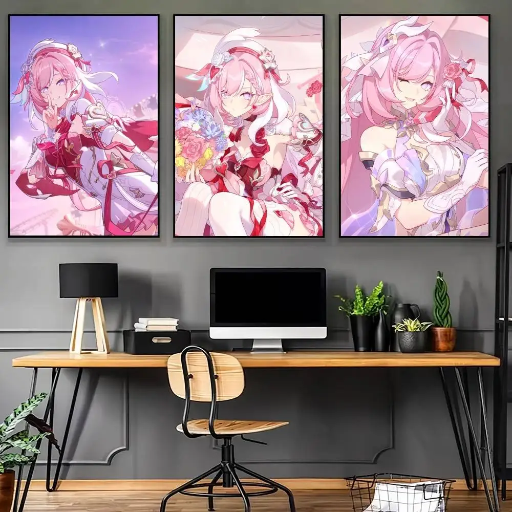 Elysia Honkai Impact 3rd Poster High Quality Dorm Living Room Aesthetic Wall Decoration Painting Stickers