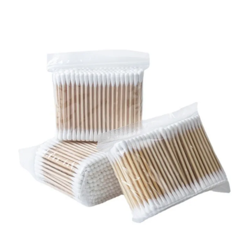 200/400/1000pc Double Head Cotton Swab Bamboo Cotton Swab Wood Sticks Disposable Buds Cotton For Beauty Makeup