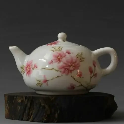 Antique Porcelain Sign Up Peach Blossom in Water Teapot, 4.9 