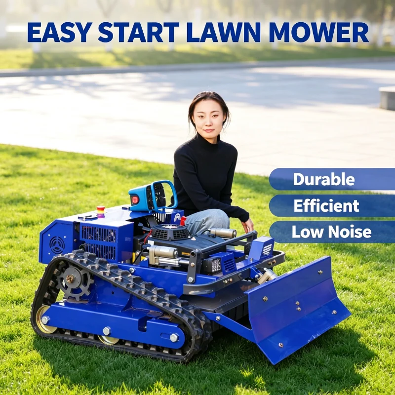 Customized CE EPA Lithium Ion Crawler Tracked RC Lawn Mower Remote Controlled Grass Trimming Robot For Farm Orchard