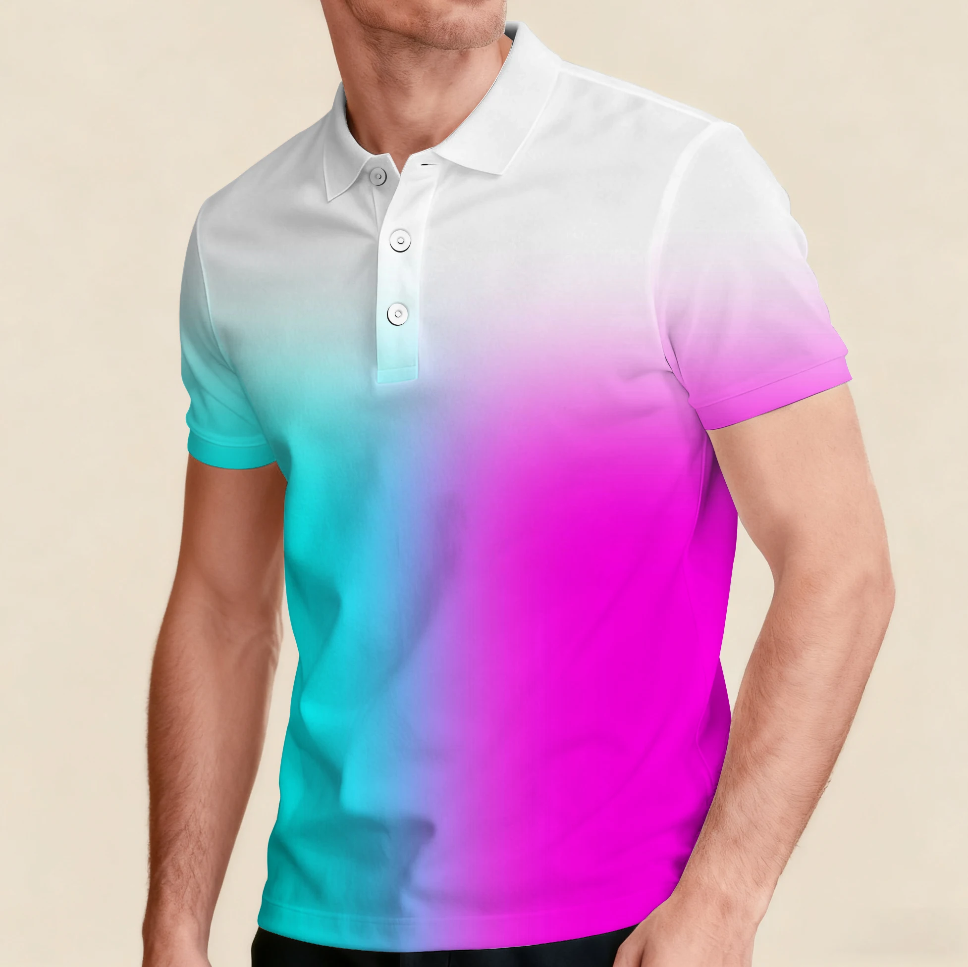 Summer men's multi-color short-sleeved POLO shirt fashionable lapel button top breathable, comfortable and versatile