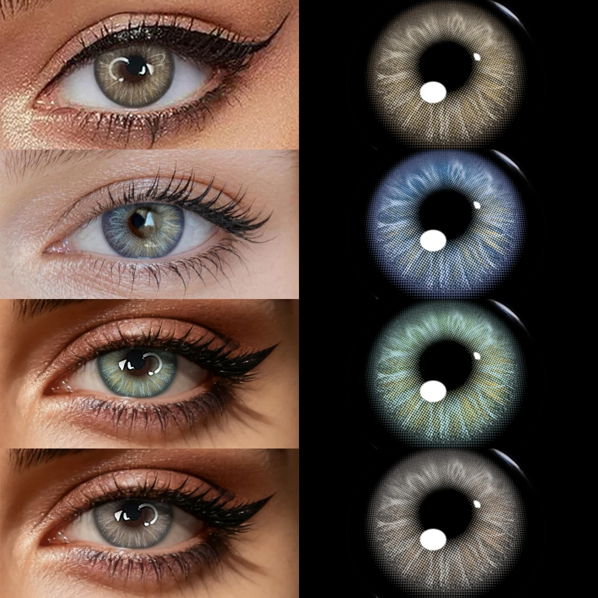 Lentes de Contacto de Color Natural Iris Grey de VISUASHOW, Semestrales, para Agrandar los Ojos, Lentes Cosméticas Suaves para Maquillaje Diario de Mujeres