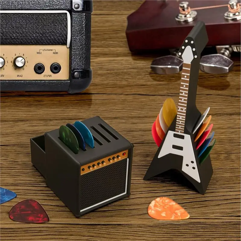 ABLB-Guitar Pick Holder Box, Amp Speaker Style Design, V-Shaped Configuration, And Display Storage Case