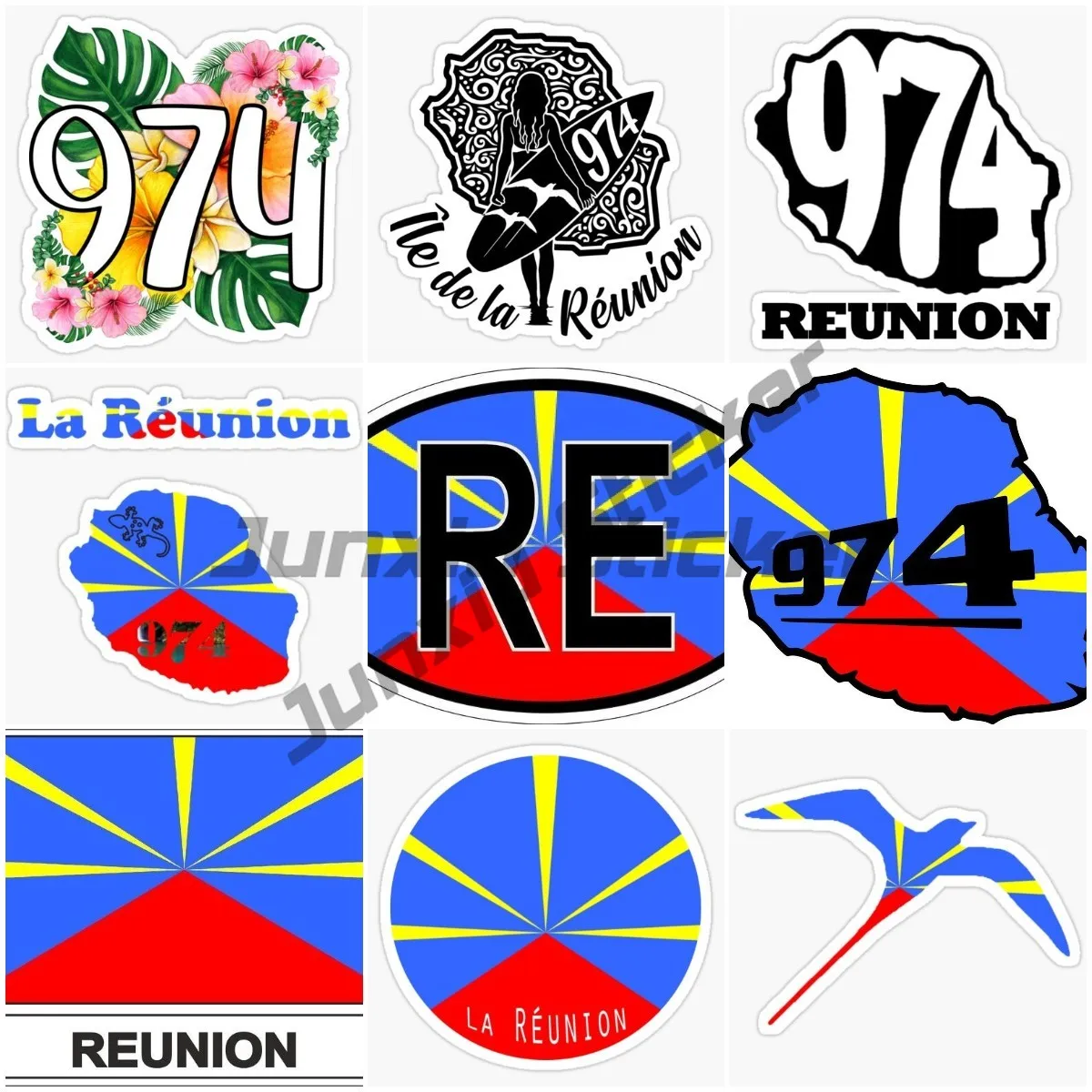 

Reunion Island Flag Map Landscape Creative Stickers Moto Accessories Van Bicycle Window Truck Wall Decoration Decal Customizable