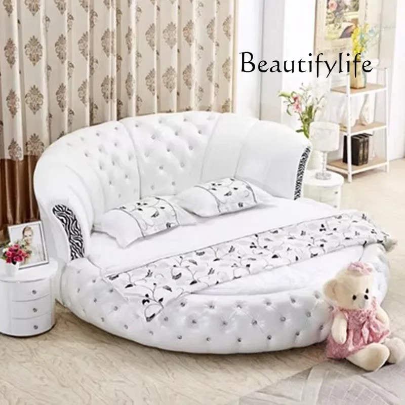 C Round Cloud Bed English Beauty Wooden Modern Trendy Sun Design Luxury Save Space Bed Creative Camas De Casal Room Decorations