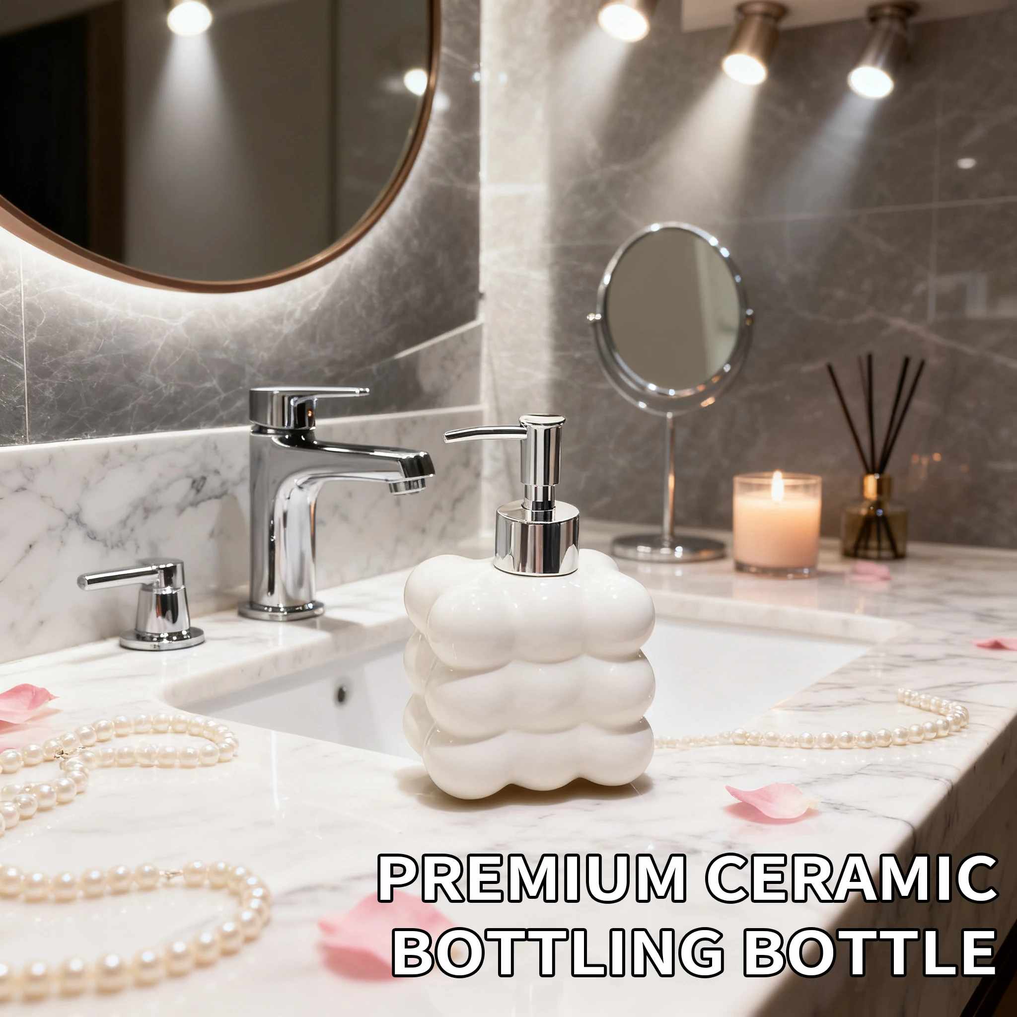 Advanced Ceramic Hand Sanitizer Bottle - Creative Press Type Empty Bottle Lotion Bottle - Shampoo Split Bottle Toilet Shower Gel