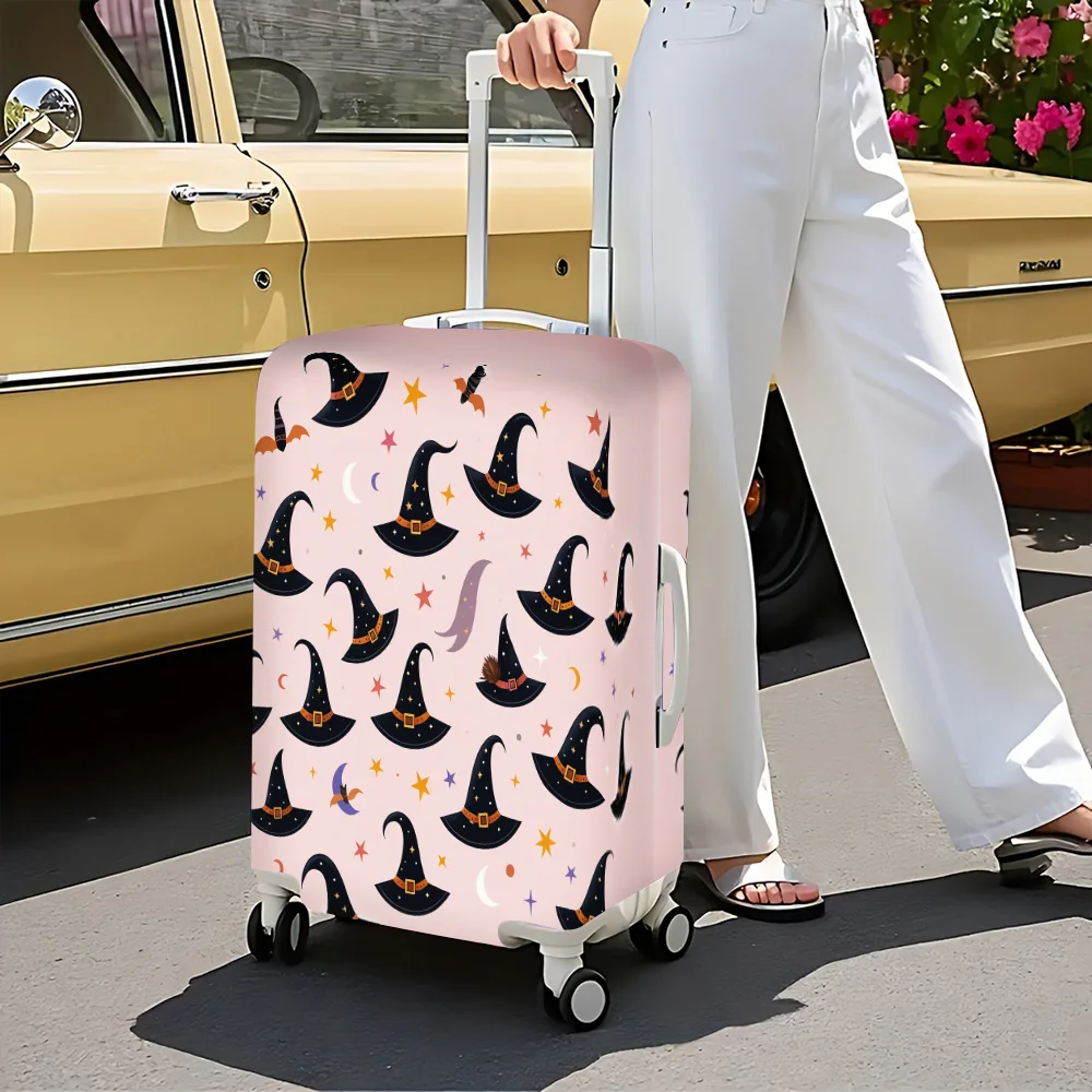 1PC Witch Hat Print Luggage Cover for luggage sizes 18 – 32 inches; dust and elastic travel accessories to effectively protect y
