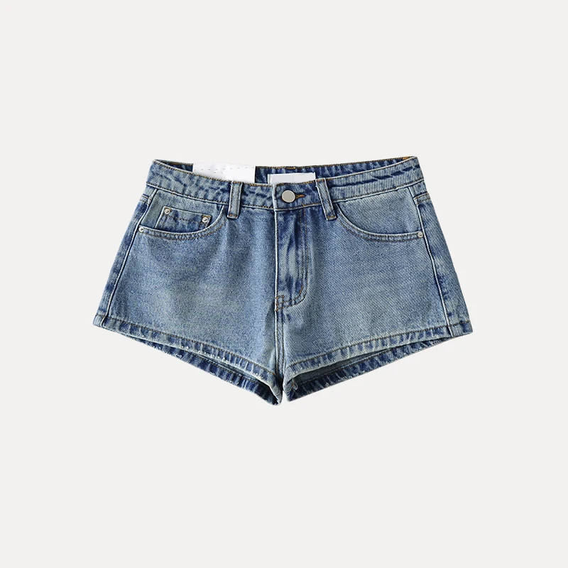 Casual Mid-Low Waist  Denim orts Women's Sle Summer New Faion Versatile Leisure Wide Leg Pants High Waist Zipper