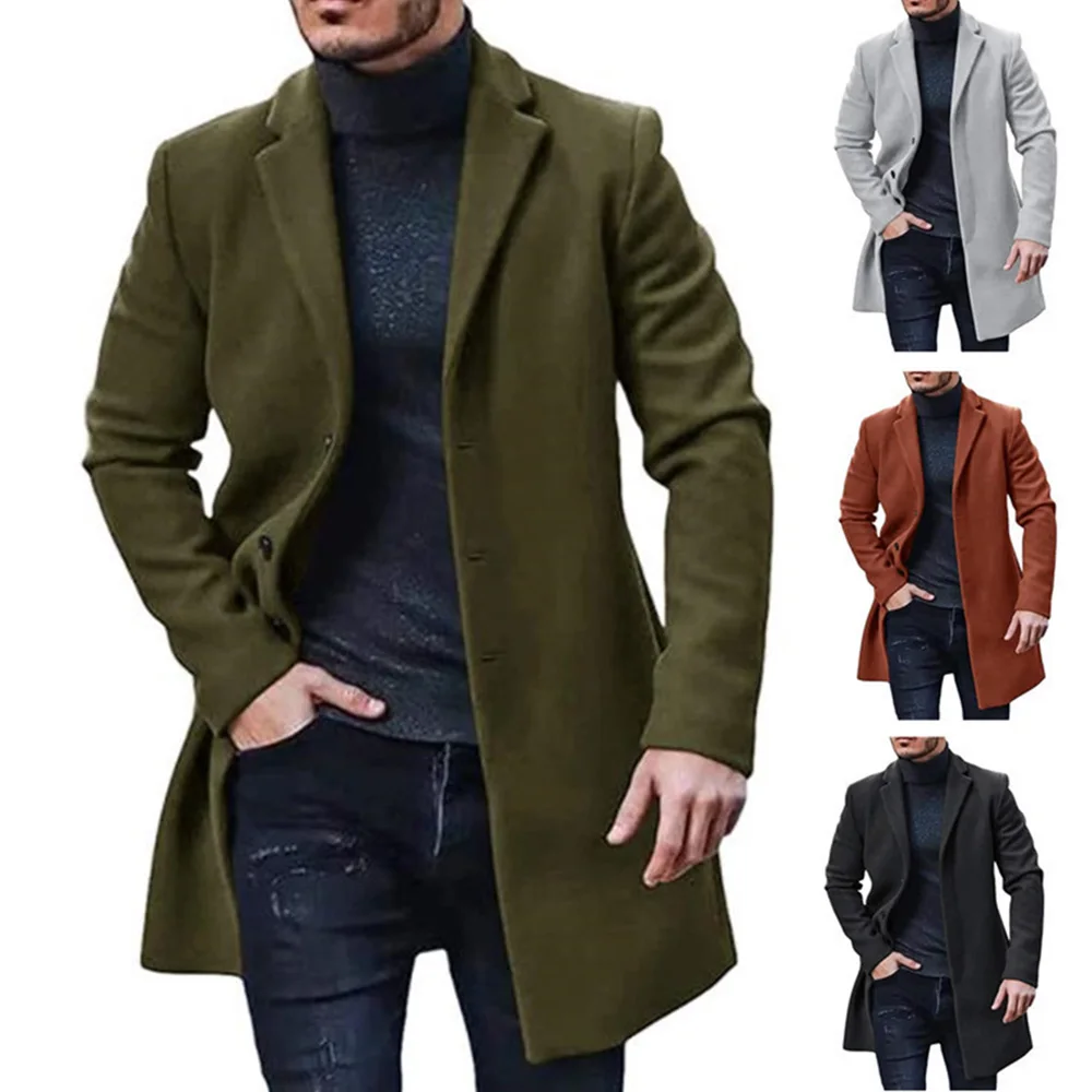 

Man Trench Coat Classic British Suit Style Long Men Trench Coat High End Texture Autumn Fashion Casual Warm Jacket Men's Coat