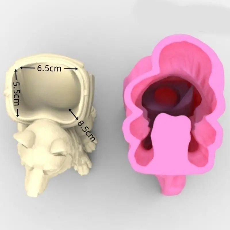 J78F Unique Silicone MouldS 3D Flower Pot Molds Collie Shaped DIY Pen Holder Moulds for DIY Planters and Pen Holder