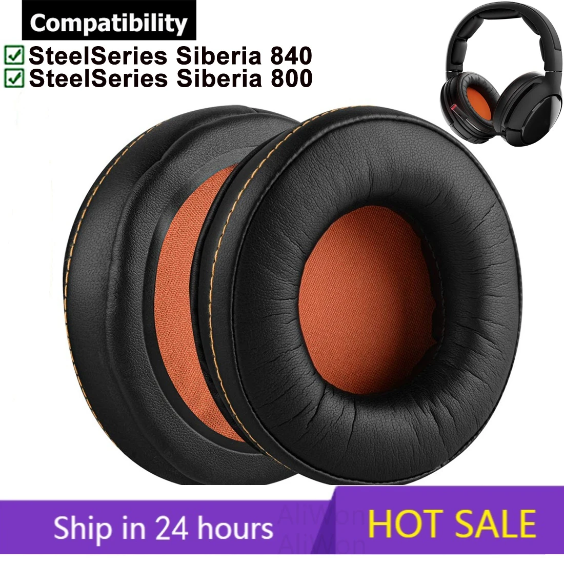 Replacement Ear pads Cushion Cups Ear Earpads Earmuffs for SteelSeries Siberia 840,Siberia 800 Wireless Headphones Repair Cover