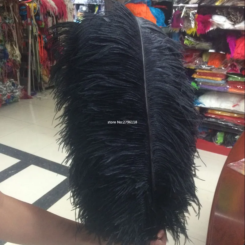 

big pole black ostrich feather 10pcs 70-75 cm/28-30 inches ostrich feather for wedding decorations high quality plume