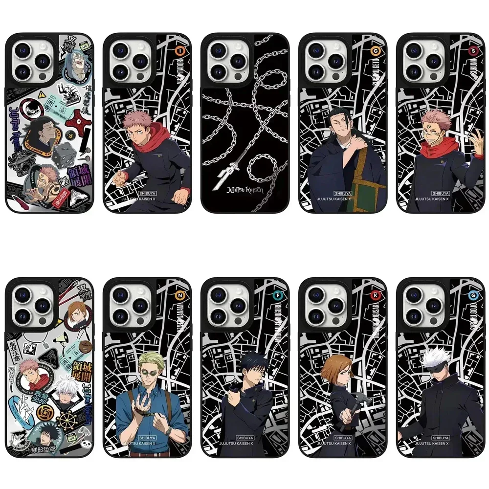 Mirror Surface MagSafe Anime SHIBUYA Engraved Letters Phone Case Cover for iPhone 11 12 13 14 15 Pro Max Case