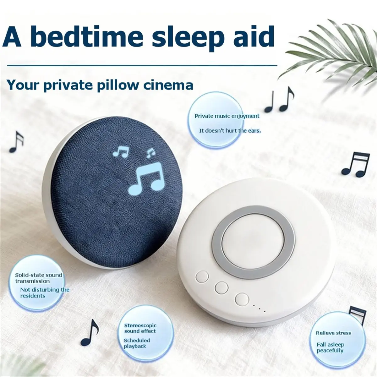 2026 New New Bedroom Pillow Speaker Sound Bluetooth Under Pillow Speaker Stereo White Noise with Timer for Sleeping Gifts