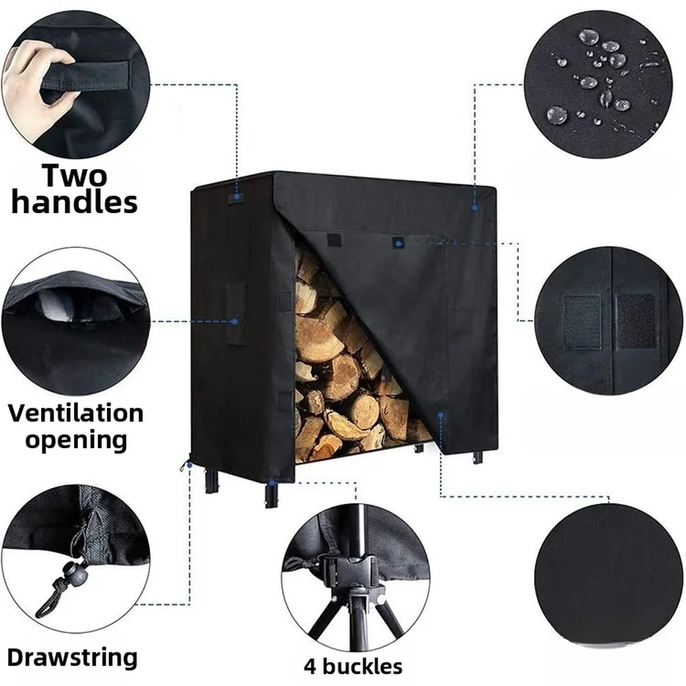 Log Cover for Outdoor Wood Storage Featuring 600D Oxford Material PVC Coating and Foldable Space Saving Design