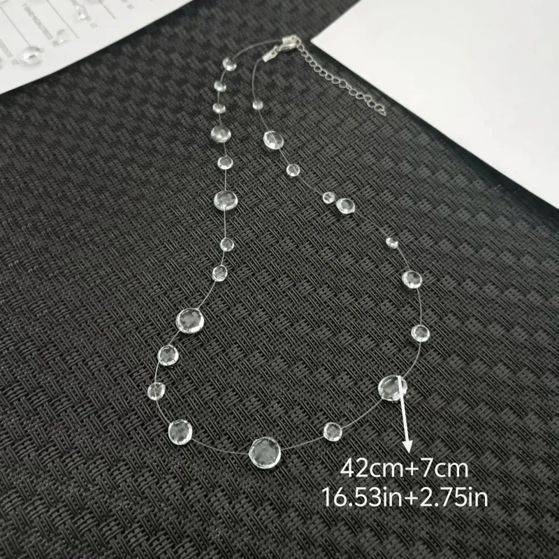 WJFH-ARTS Clear Dewdrop Series Tassel Pendant Necklace Minimalist Resin Casting Beads Clavicle Chain Lady Niche Creative Jewelry