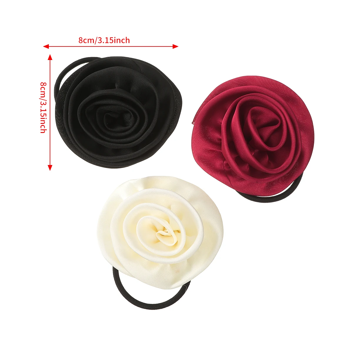 French Satin Retro Rose Hair Ropes Women Elegant Temperament Hair Tie Rubber Band Girls Elastic Hair Rope Hair Accessories