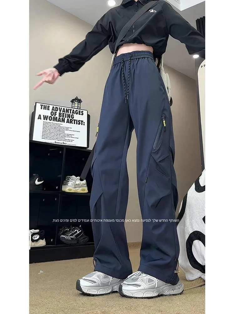 Men's Soft  Zipper Pocket Workwear Trousers Khaki Outdoor Three-Proof Paratrooper Hiking Sports Mountain Climbing Pants